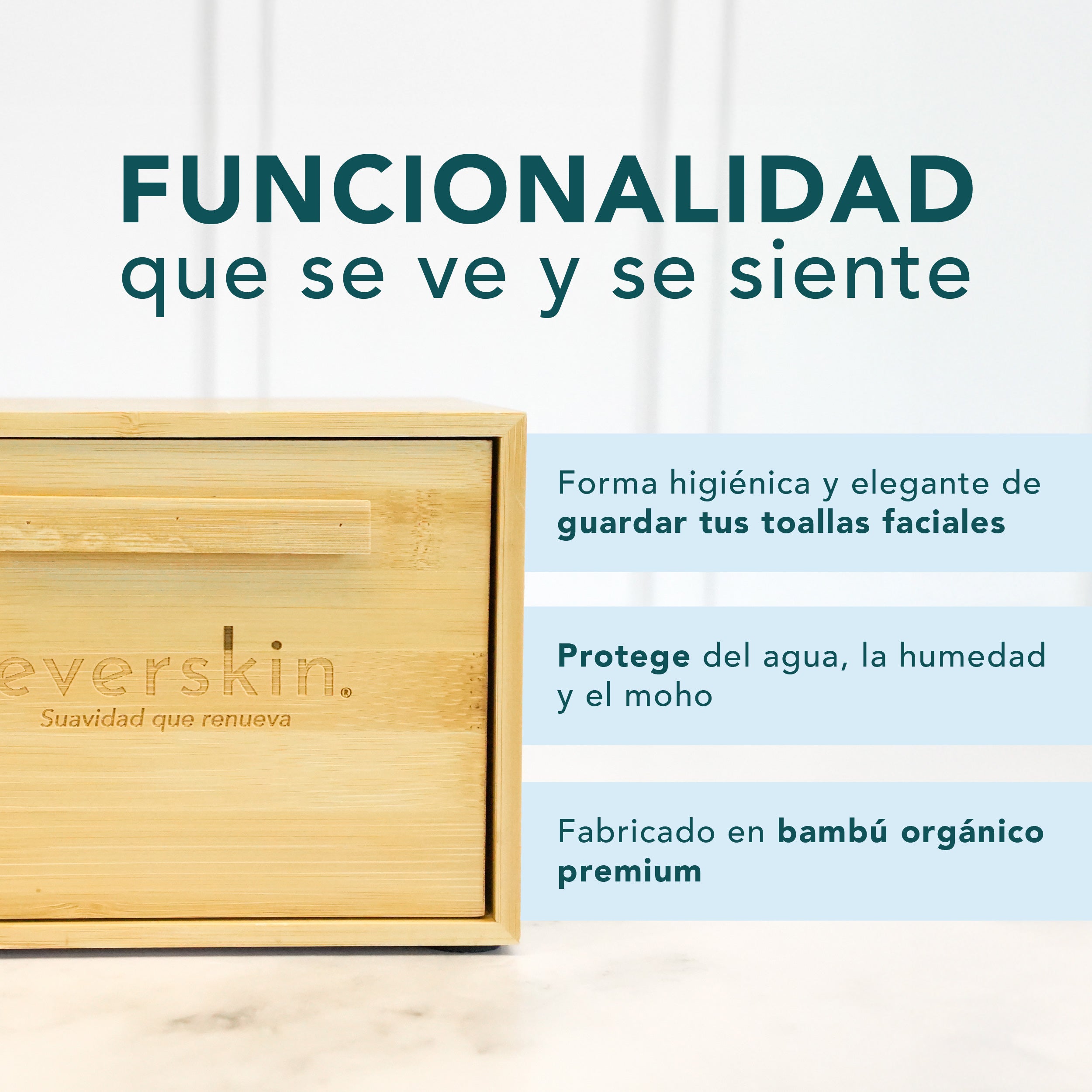 Caja de Bambú para Toallas Faciales Everskin XL