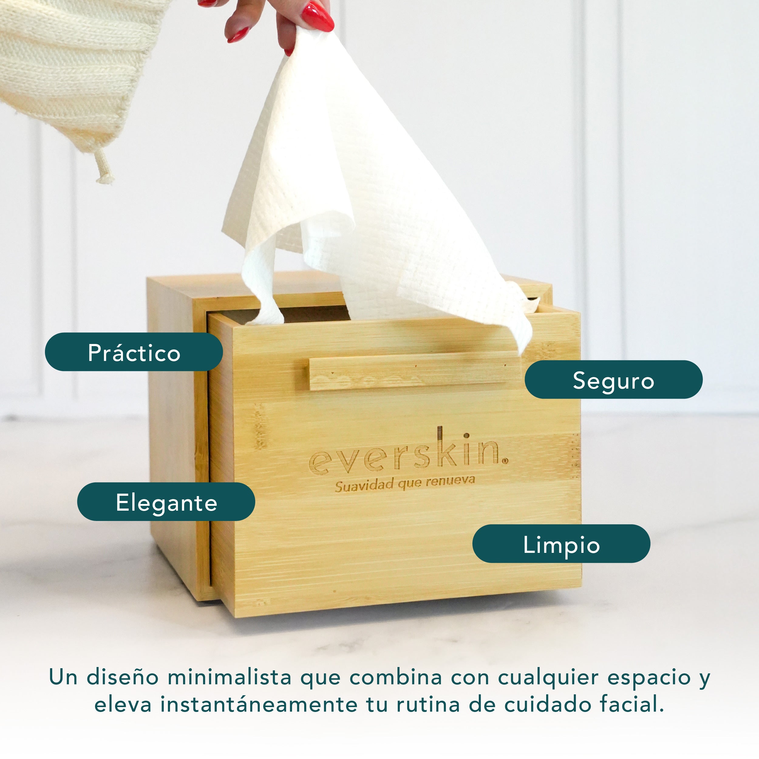 Caja de Bambú para Toallas Faciales Everskin XL